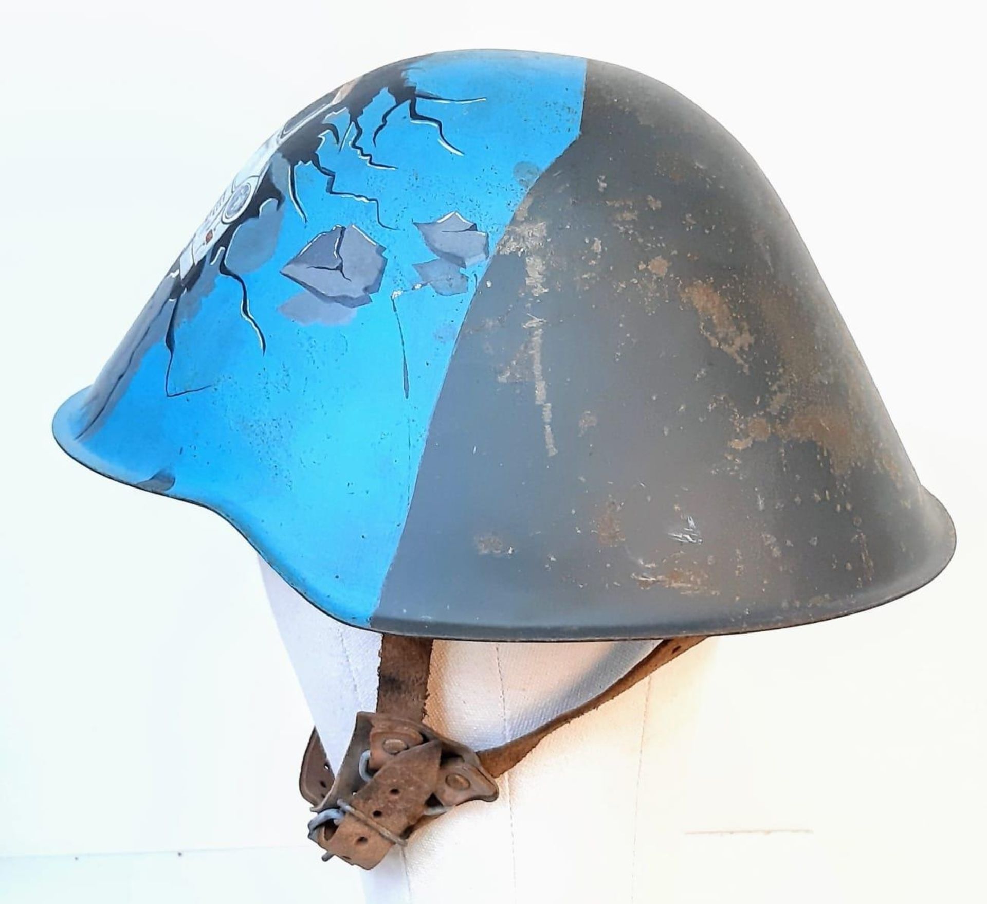 Cold War Period East German M56 Memorial Helmet. Hand painted picture of an East German Built - Image 2 of 6
