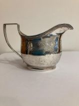 Antique SILVER CREAM JUG with beautiful chased foliage design. Clear hallmark for John Round