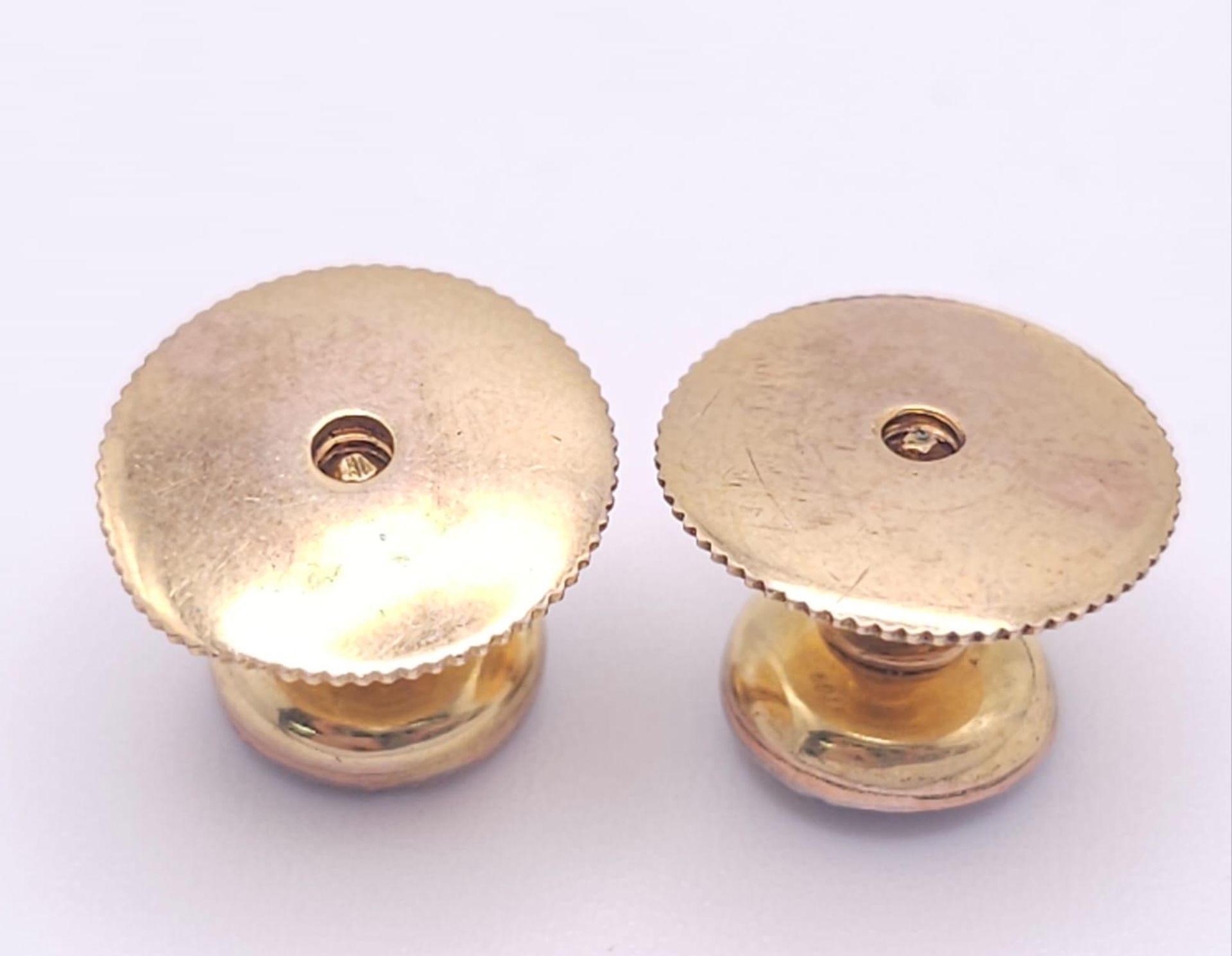A Beautiful Set of Vintage Gold Cufflinks and Shirt Studs. 9k yellow gold bases with 18k white - Image 19 of 23
