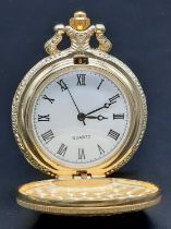 An Unused Ladies Gold Tone Enameled Bird Decoration Pocket Watch. New Battery Fitted March 2024.