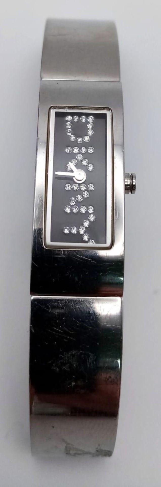 A Designer DKNY Ladies Quartz Watch. Stainless steel bracelet and case - 15mm. Black dial with - Bild 3 aus 6