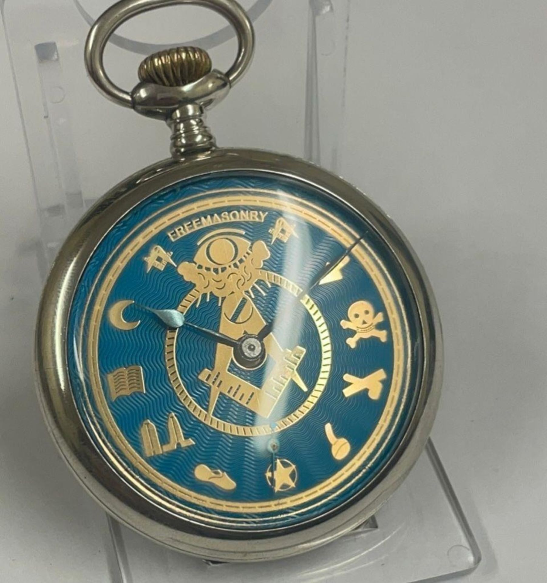Vintage gents silver Masonic pocket watch Working - Bild 2 aus 3