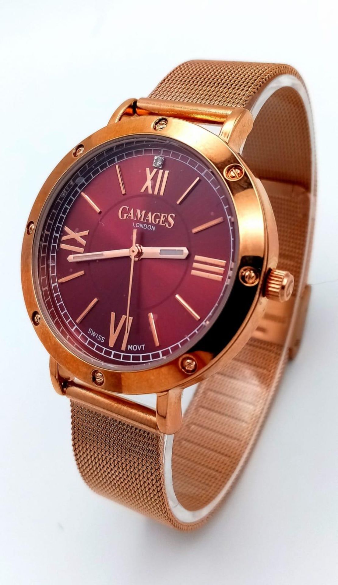 An Unused, Limited Edition, Gamages of London Gold Tone ‘Cruiser Diamond Watch’ Model 8014. The - Bild 2 aus 6