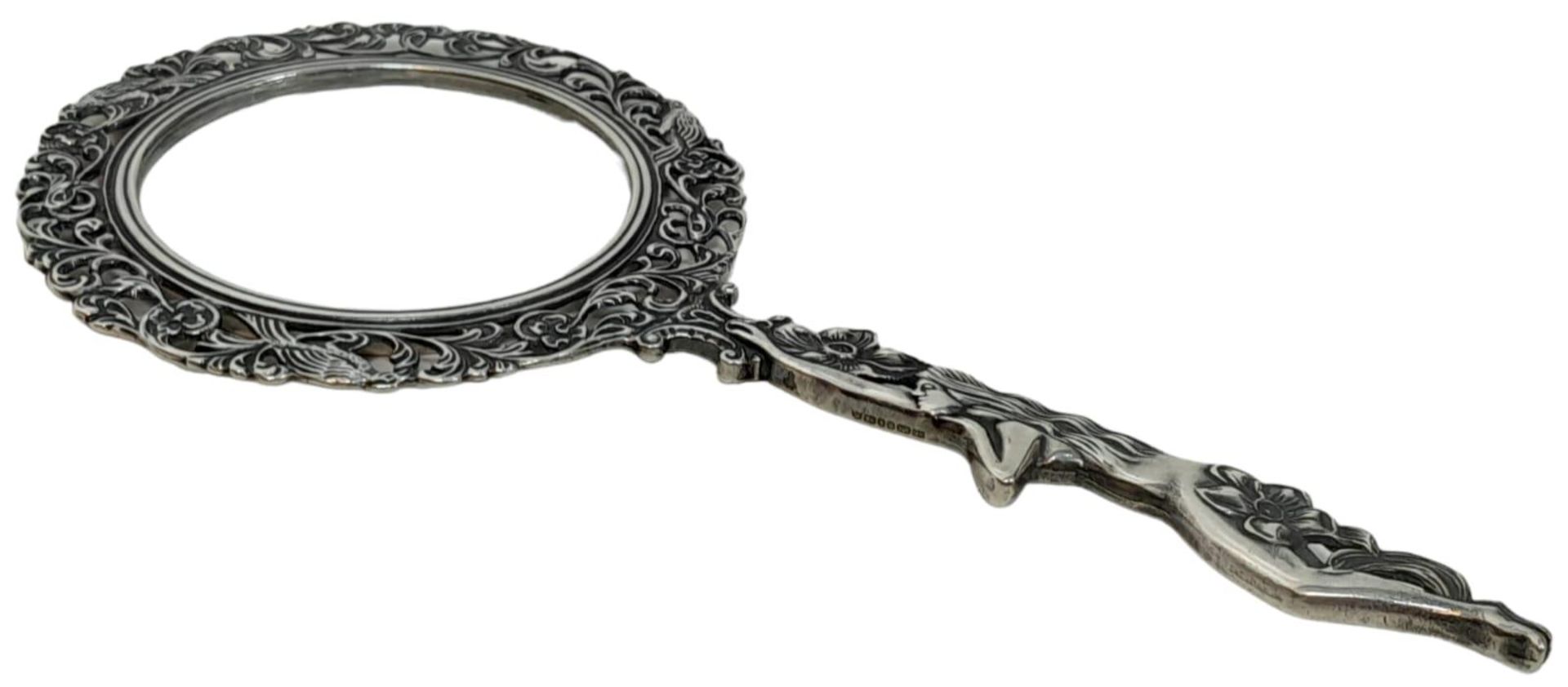 An Art Nouveau sterling silver vanity mirror, length: 16 cm, weight: 45 g. - Image 3 of 4