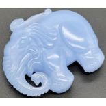 A Lavender Hand-Carved Jade Elephant Pendant. 5cm x 4cm