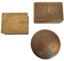 3 DECORATIVE BRASS TRINKET BOXES ... SEE PHOTOS .