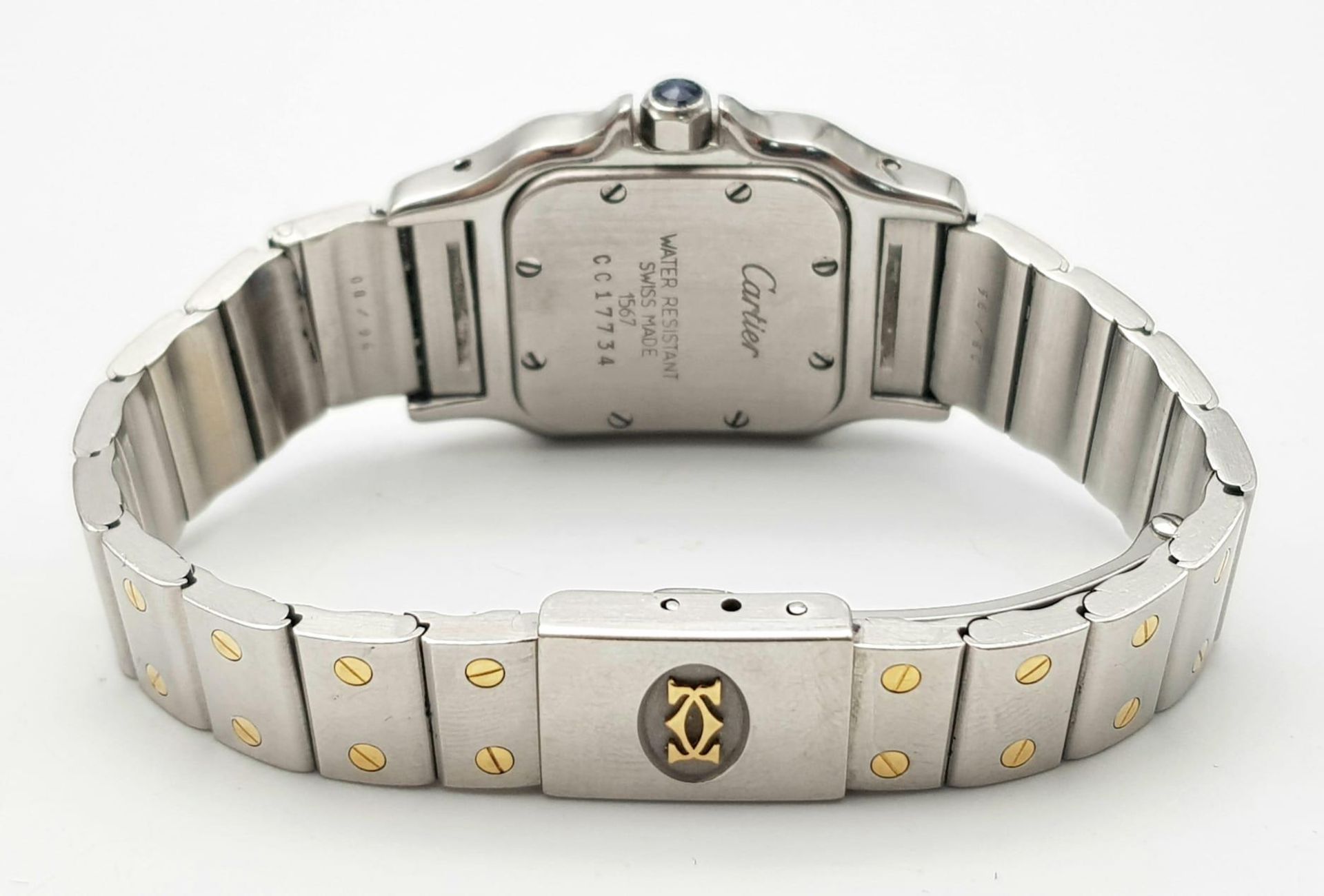 A Vintage Cartier Santos Galbee Bi-Metal Quartz Ladies Watch. Gold and stainless steel bracelet - Image 4 of 9