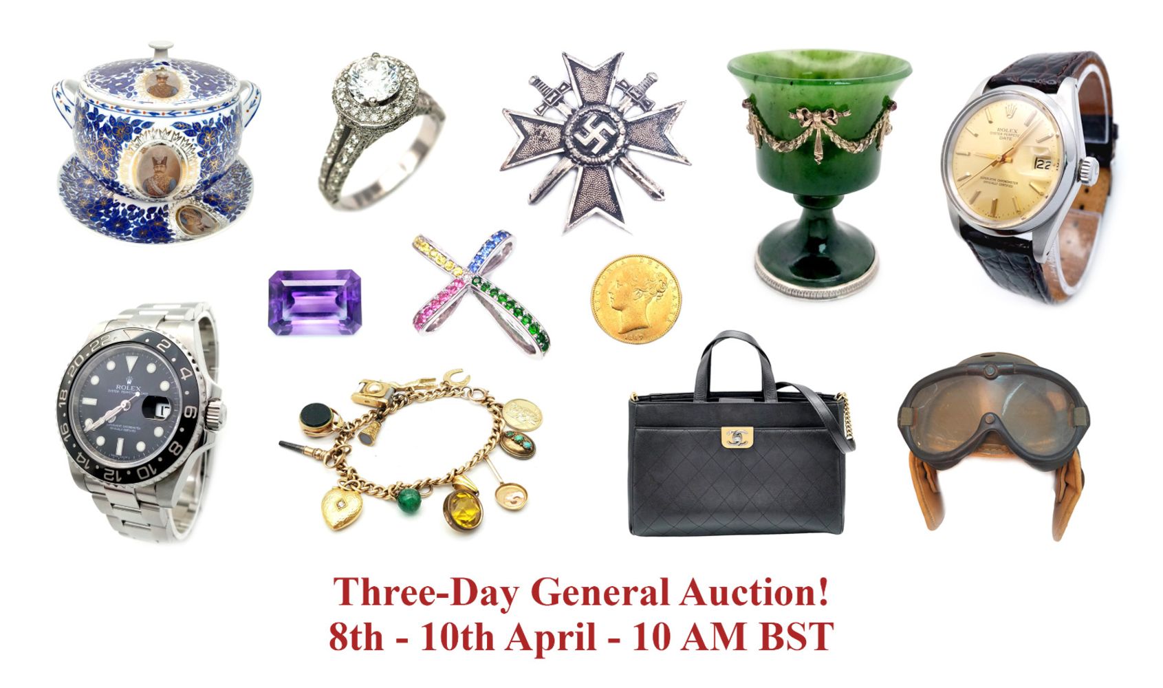 Three-Day General Auction (Jewellery, Watches, Designer Items, Militaria, Antiques and Collectables)