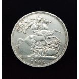 A 1902 Edward VII Silver Crown Coin. VF+ grade but please see photos.