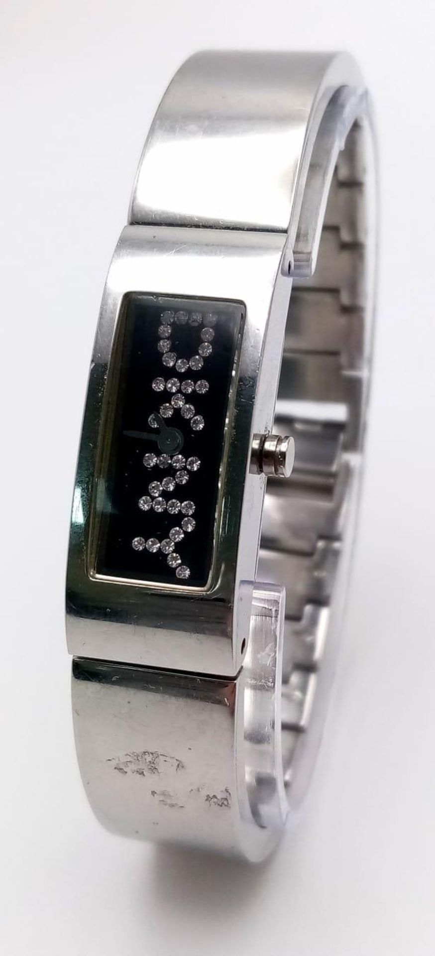 A Designer DKNY Ladies Quartz Watch. Stainless steel bracelet and case - 15mm. Black dial with - Bild 2 aus 6