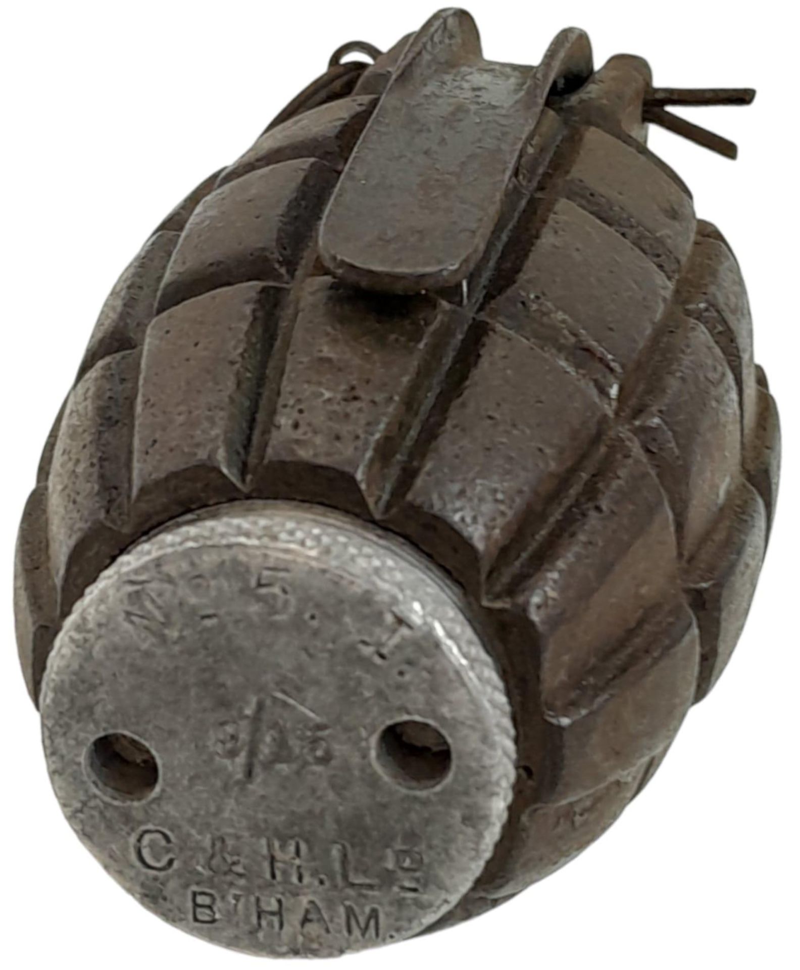 INERT 1915 Dated MK 1 No 5 Mills Grenade. Maker Chamberlain & Hookham Ltd Birmingham. A nice early - Image 4 of 4