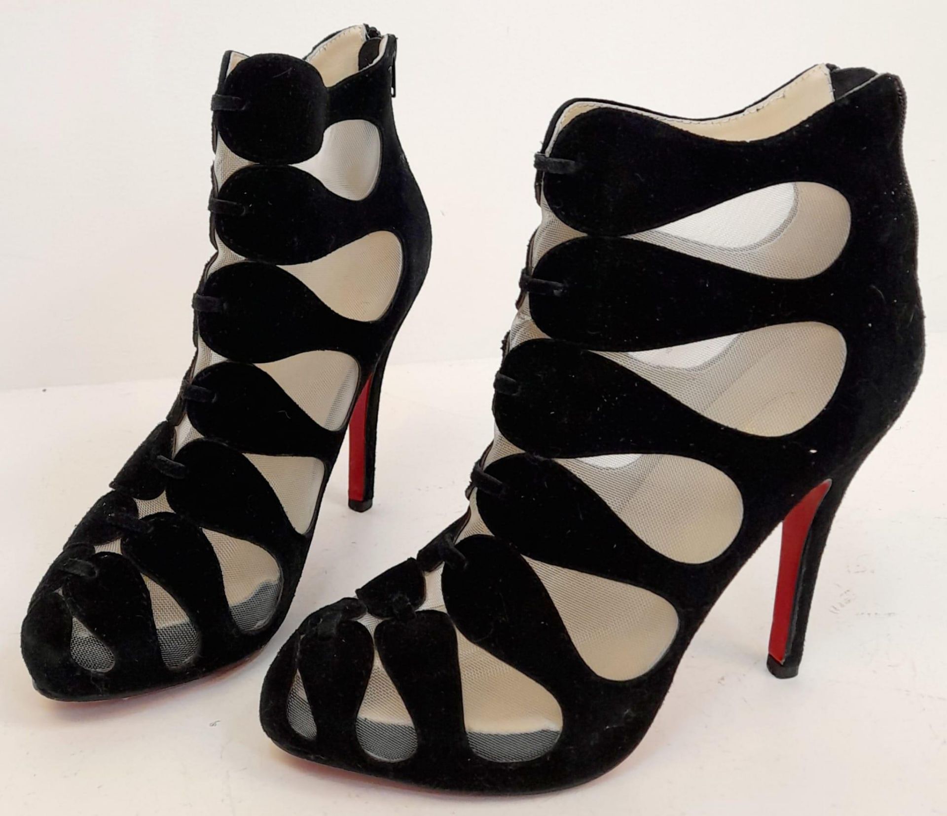 A pair of Louboutin high heels "see through" in black suede, lightly used. Size 40. - Image 6 of 6