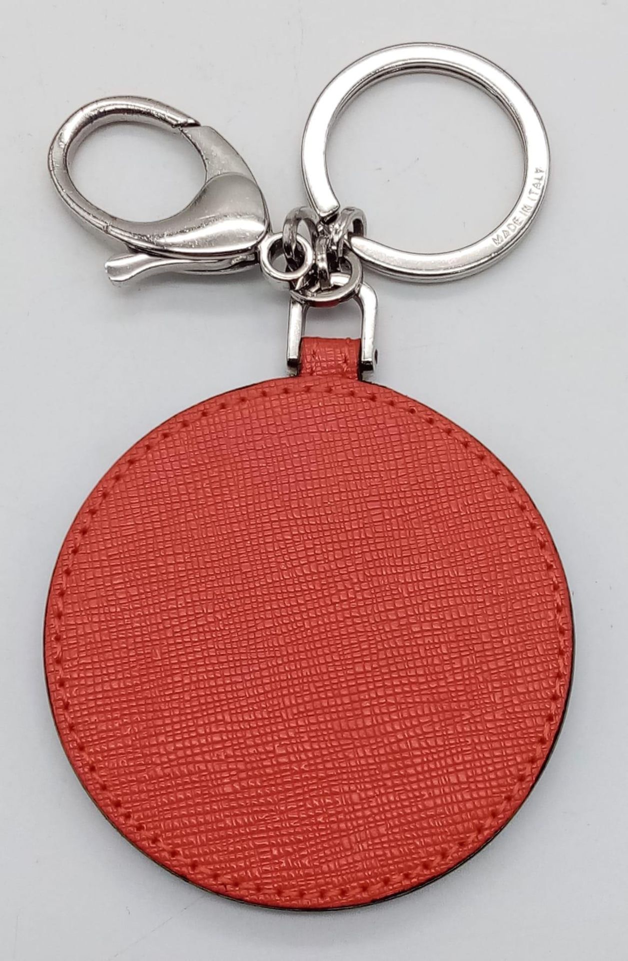 A red leather Fendi monster keychain, silver tone hardware. Diameter6cm. Comes with box. ref:16444 - Image 3 of 5