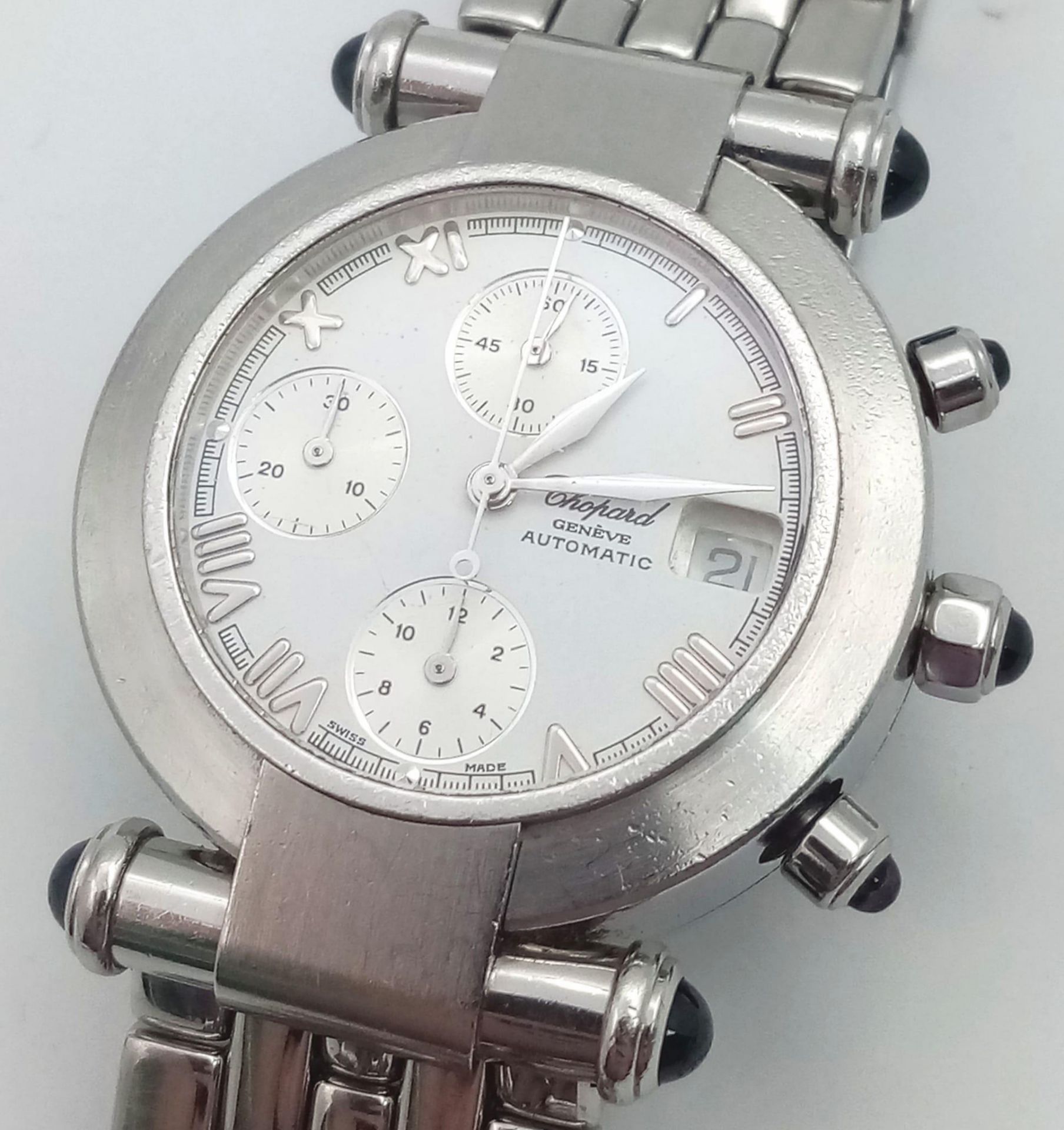 A Chopard Automatic Chronograph Gents Watch. Stainless steel bracelet and case - 37mm. White dial - Image 6 of 8