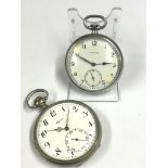 Vintage gents Longines pocket watch ticks when shaken & 1 other . Sold as found