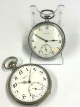 Vintage gents Longines pocket watch ticks when shaken & 1 other . Sold as found