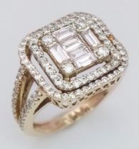 An 18K Yellow Gold Fancy Diamond Dress Ring. A mixture of baguette and round cut diamonds - 1.