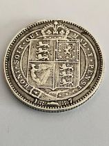 1887 SILVER SHILLING in very/Extra fine condition. Queen Victoria Golden Jubilee mintage.