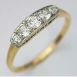 A VINTAGE 18K YELLOW GOLD & PLATINUM DIAMOND RING, WITH APPROX 0.30CT OLD CUT DIAMONDS, WEIGHT 2.