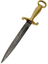 An Antique Dated 1805 Georgian British Navy Boarding Dagger. Brass and Steel Construction, Bulbous