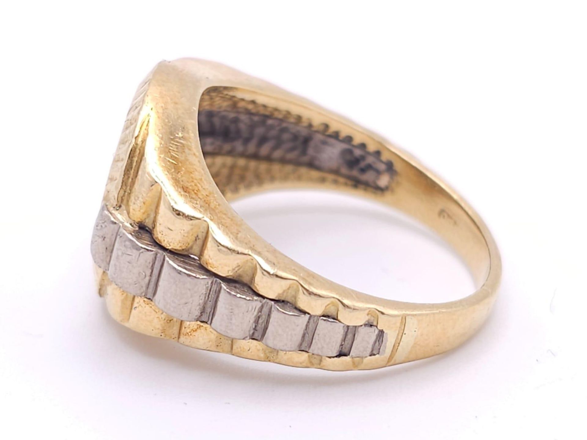 AN IMPRESSIVE 18K 2 COLOUR GOLD DIAMOND SET RING INSPIRED BY THE ROLEX DESIGN, APPROX 0.50CT - Bild 7 aus 13