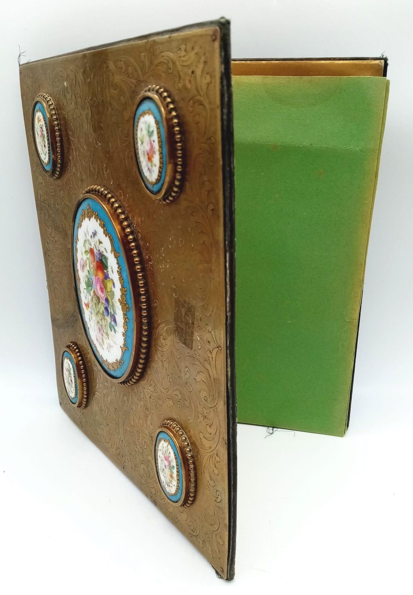 AN EARLY FRENCH SEVRES TYPE BOOK BLOTTER/COVER 27 X 23cms - Image 2 of 6