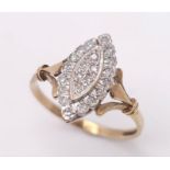 A 9K Yellow Gold Marquise Shape Diamond Ring. Size O. 2.16g total weight. Ref: 016471