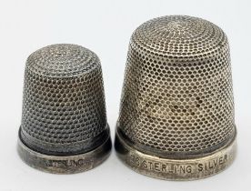 2X vintage sterling silver thimbles with different sizes. Total weight 4.2G.