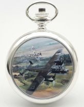 A Silver Tone, Manual Wind Pocket Watch Commemorating the WW2 German Pilot Feldwebel Heitsch in