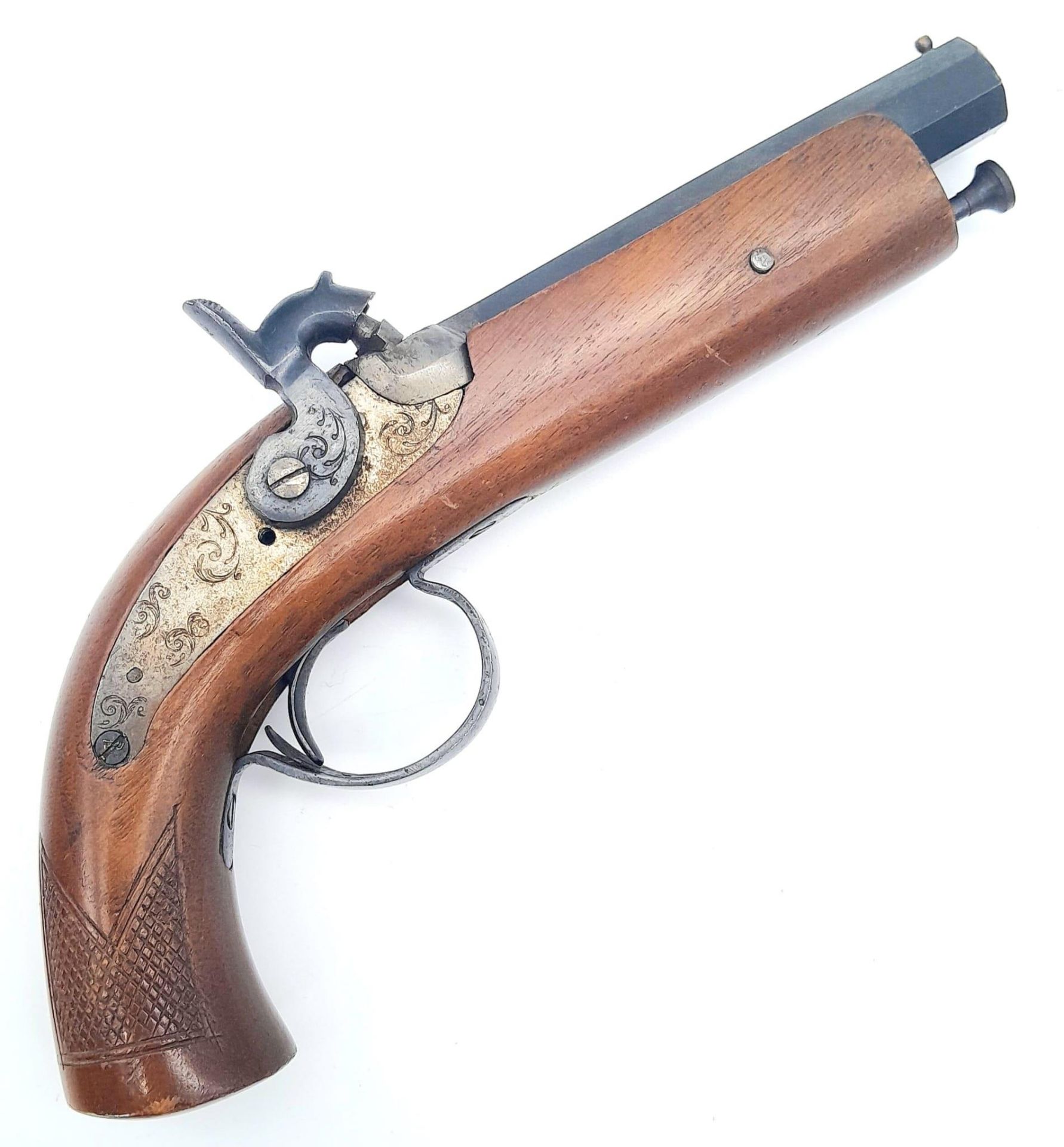 A Deactivated Reproduction Spanish Small Black Powder Muzzle Loading Pistol. Perfect for movie/tv