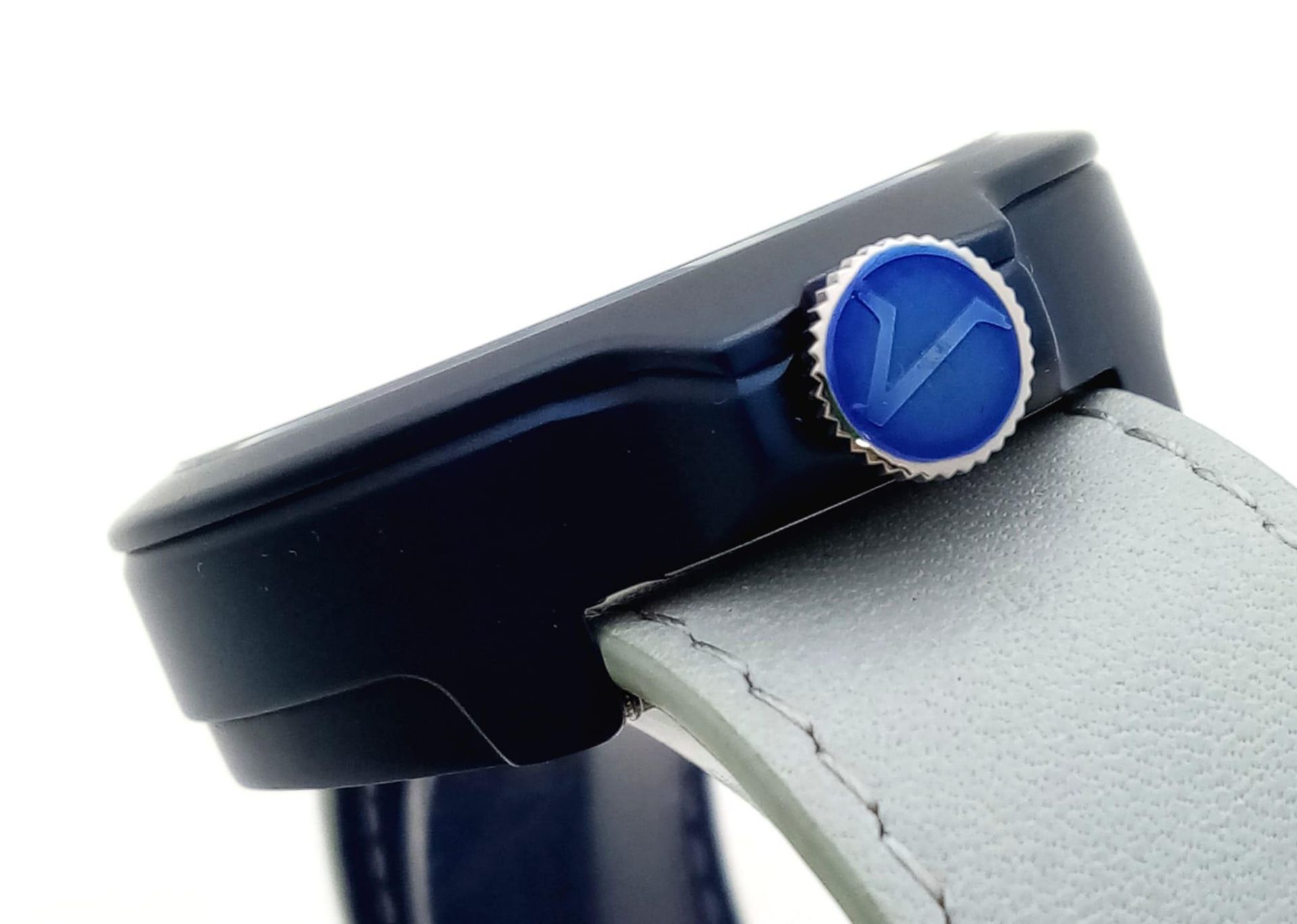 A VERTICALE unisex skeleton watch, dark blue case 42 mm, original grey/blue leather strap ( - Image 3 of 7