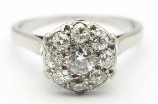 A LOVELY PLATINUM VINTAGE DIAMOND RING WITH APPROX 1.10CT OLD CUT DIAMONDS, WEIGHT 3.6G SIZE O
