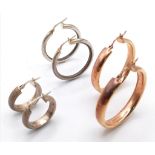 3X pair of 925 silver hoop earrings (one of them is gilded silver). Come with various sizes and