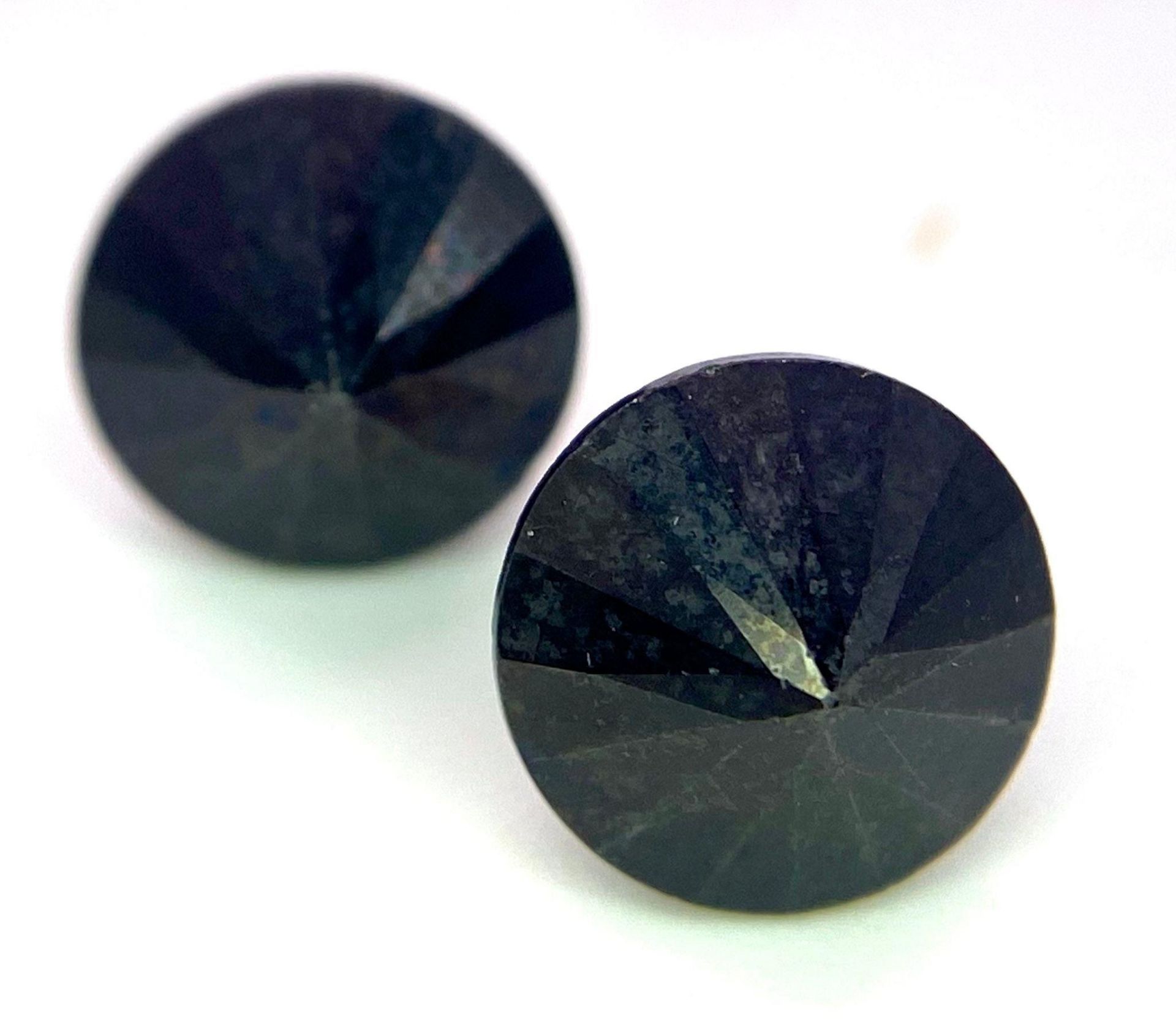 A Pair of Black Moissanite Earrings on 925 Silver. 9mm studs, 5ctw, 2.27g total weight. No - Image 2 of 4