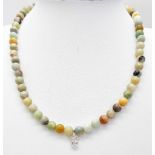 An Amazonite Necklace with CZ Pendant. 36cm