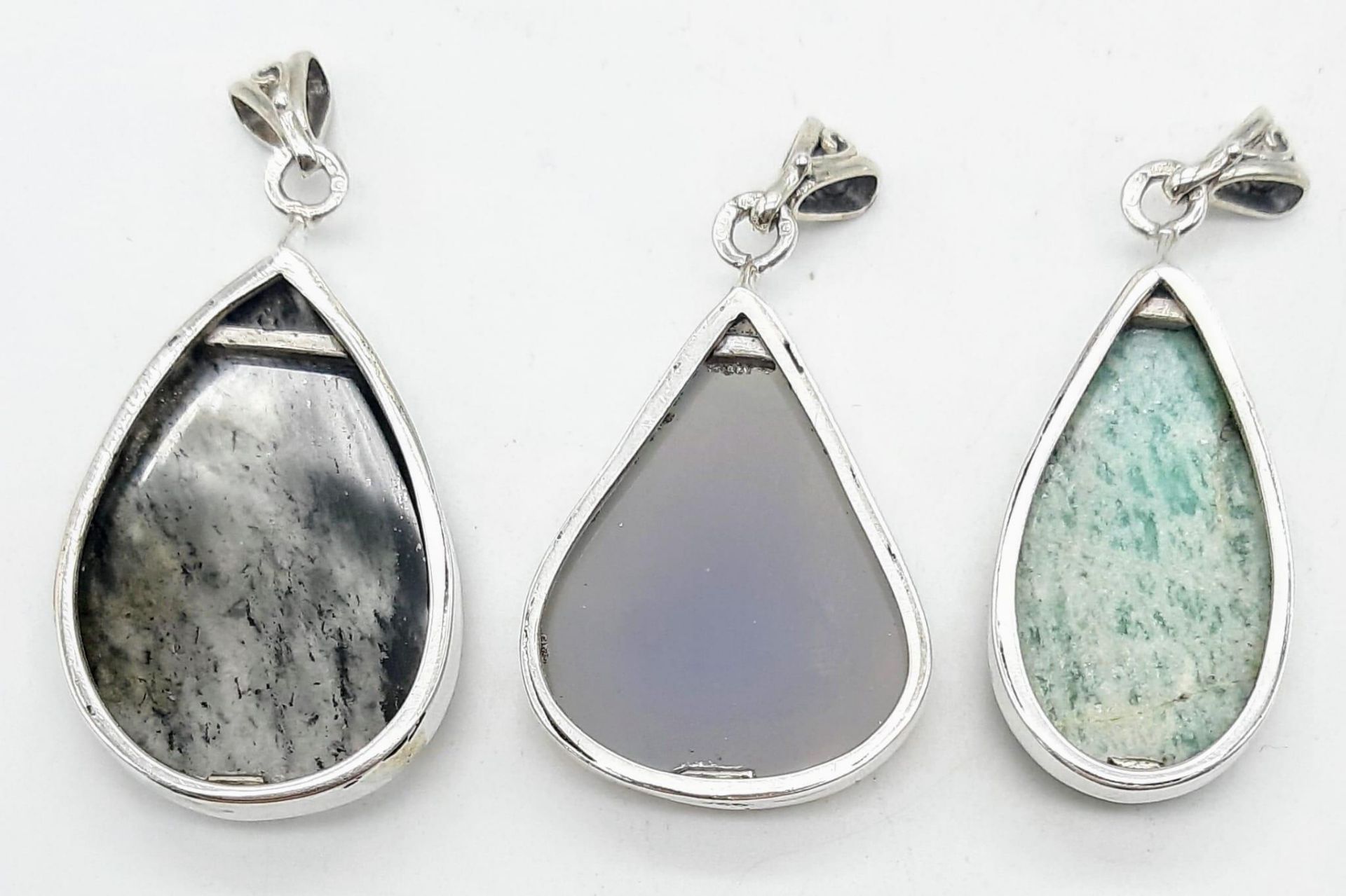 A Wonderful Mixture Of Three Gemstone 925 Silver Pendants from the Exciting New Jowett of London - Bild 2 aus 3