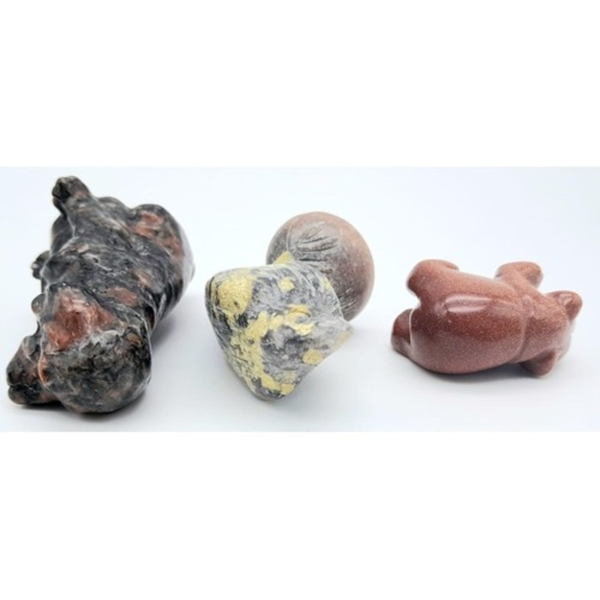 A trio of Stone Carved Animals. Featuring a Eagle, Dog and Bear. Various sizes, ranging within a - Image 4 of 5