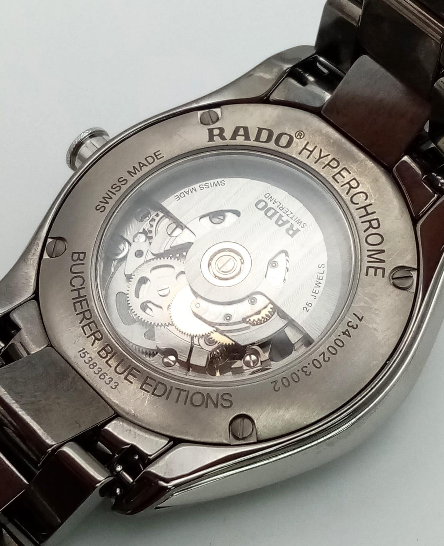 A Stylish Rado Automatic Skeleton Gents Watch. Stainless steel strap and case - 42mm. Outer blue and - Image 6 of 8