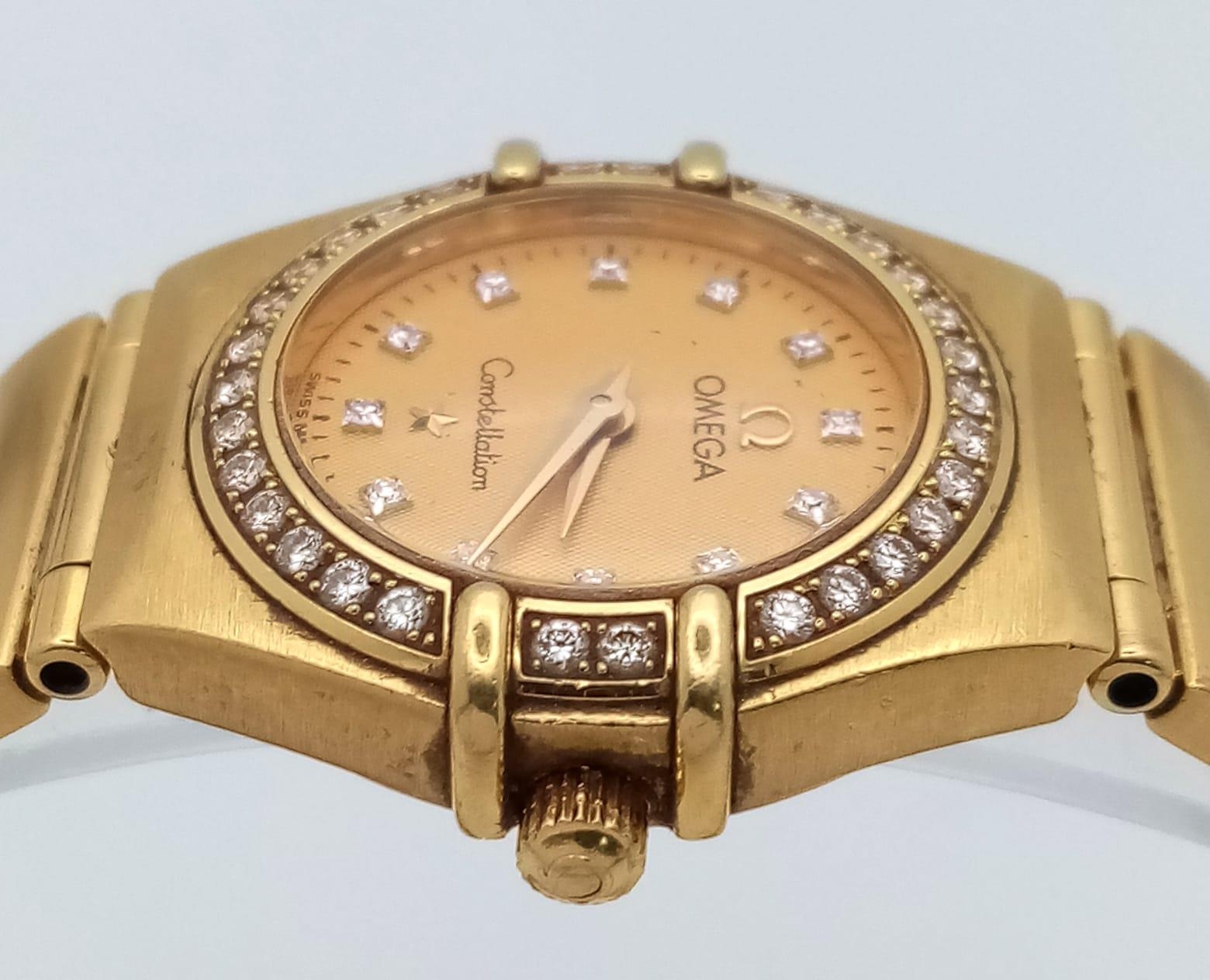 An Omega 18K Yellow Gold Constellation Ladies Watch. 18K gold bracelet and case - 23mm. Gold tone - Image 4 of 8