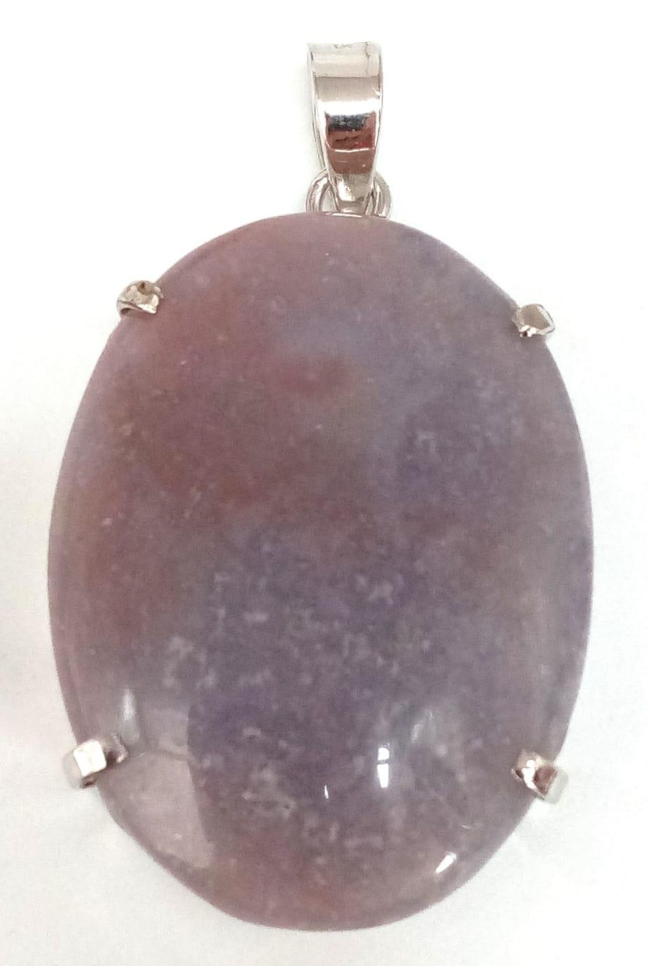 An Oval Cut Corundum Agate set in 925 Silver Pendant. 70ct. W-26.80g. 6cm. Comes with a presentation - Image 3 of 6