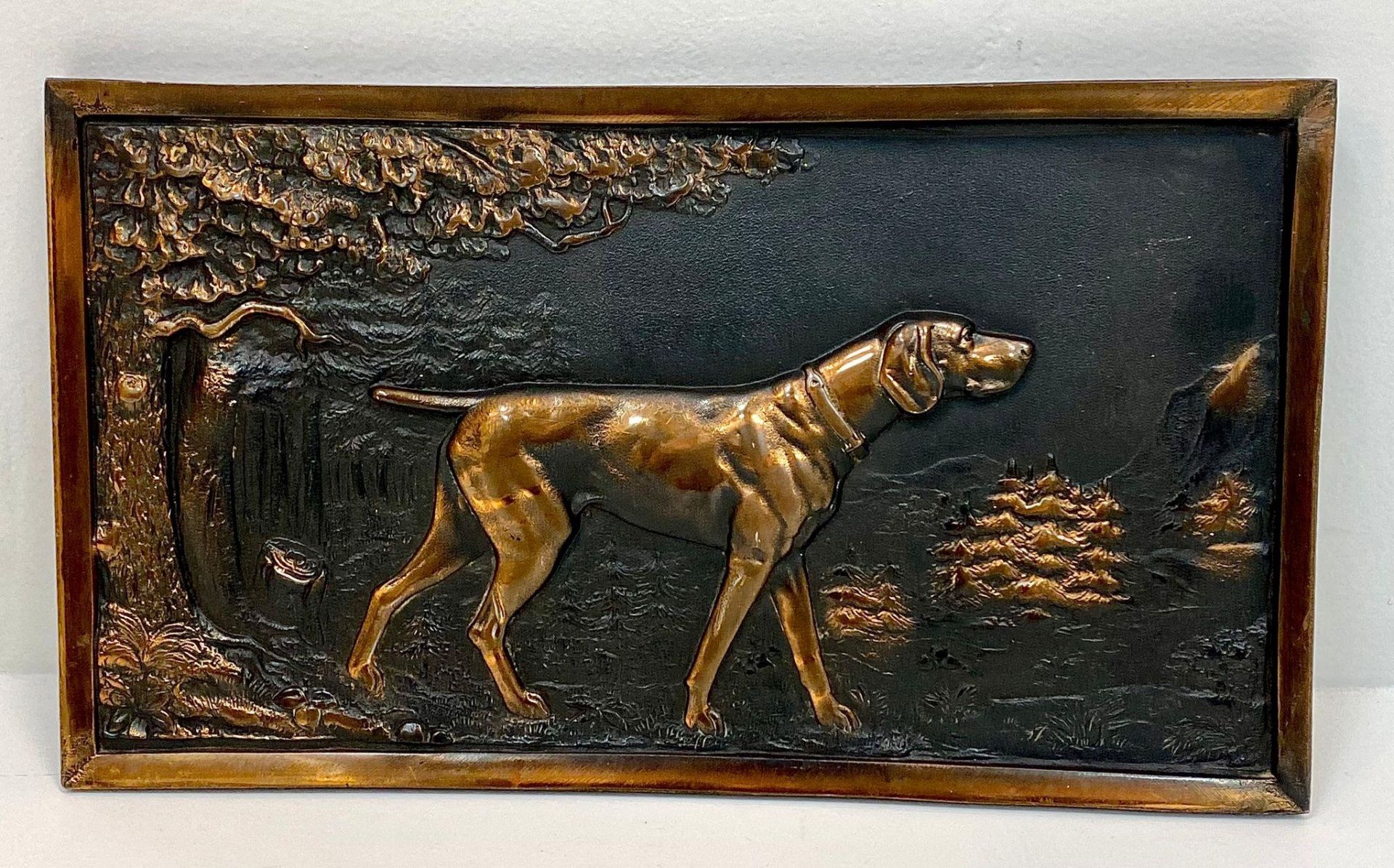 An Antique Pair of Bronze Hunting Dog Plaques. Excellent casting and Patina. 37cm x 22cm. - Image 3 of 9