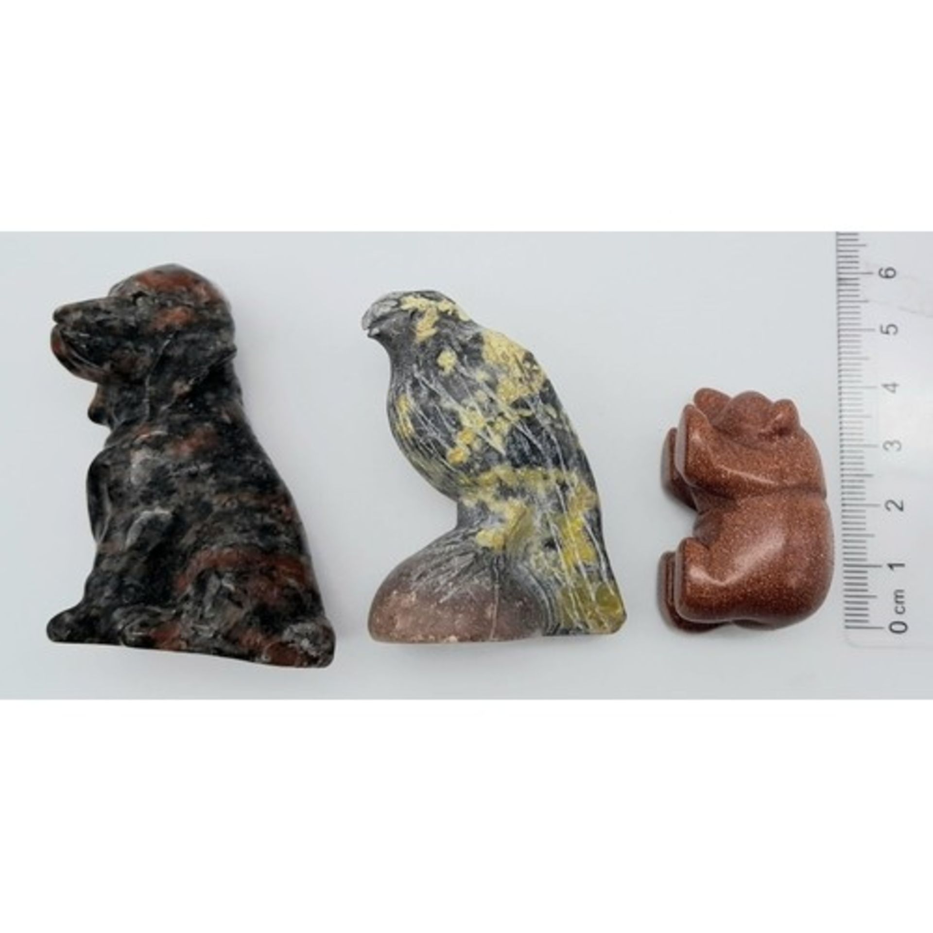 A trio of Stone Carved Animals. Featuring a Eagle, Dog and Bear. Various sizes, ranging within a - Image 5 of 5