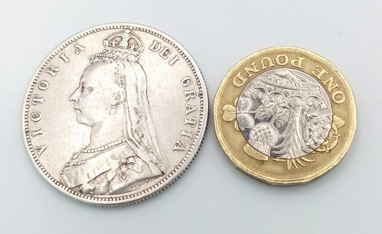 An 1887 Queen Victoria Silver Half Crown Coin. VF grade but please see photos. - Image 2 of 2