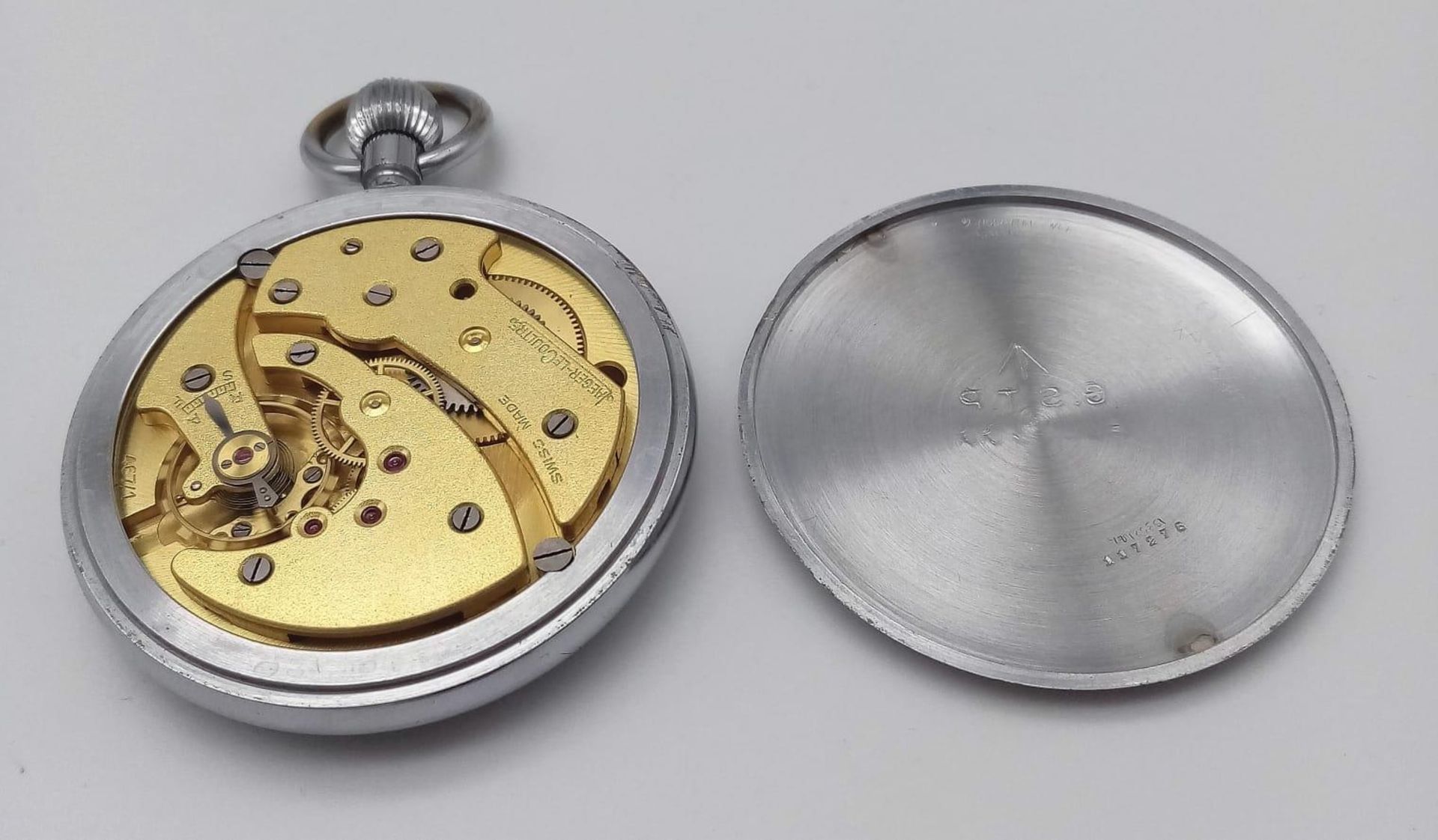 A JAEGER LE COULTRE POCKET WATCH MADE FOR THE U.K. SPACE AGENCY AND MARKED G.S.T.P. ON THE REVERSE - Bild 2 aus 8