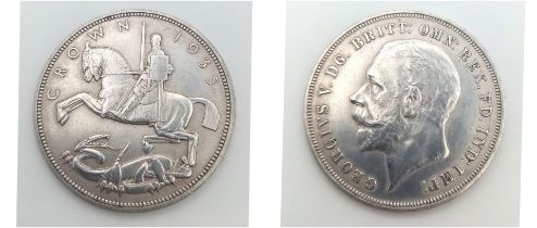 A 1935 George V Silver Rocking Horse Crown Coin. EF grade but please see photos.