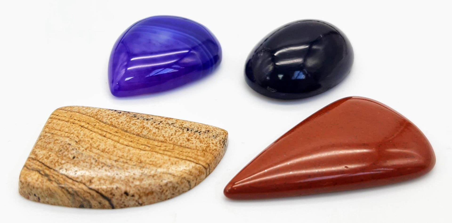 A 104ctw Mixed Lot of 4 Cabochon Gemstones - Agate, Amethyst, etc. Ref: CV38 - Bild 2 aus 3