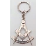 A Masonic Symbol Sterling Silver Key Chain. 6cm x 4cm. 15g