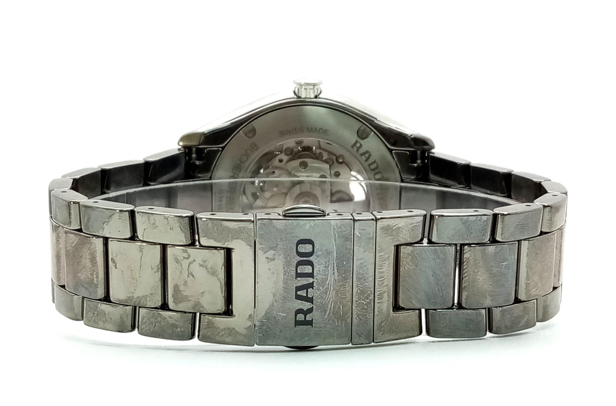 A Stylish Rado Automatic Skeleton Gents Watch. Stainless steel strap and case - 42mm. Outer blue and - Image 7 of 8