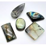A Parcel of Five Labradorite Gemstones - 109ctw. Different shapes.
