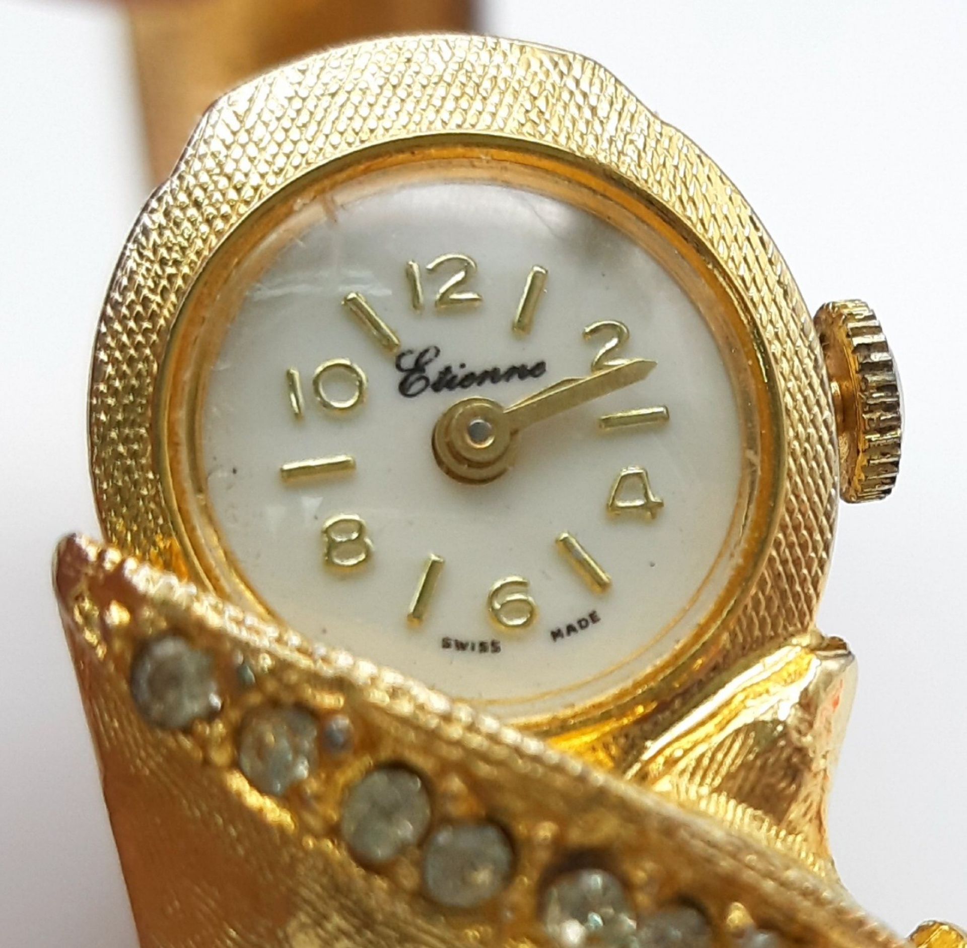 A Gold Plated Etienne Ladies Watch Bangle. Mechanical movement. In working order. - Image 2 of 6